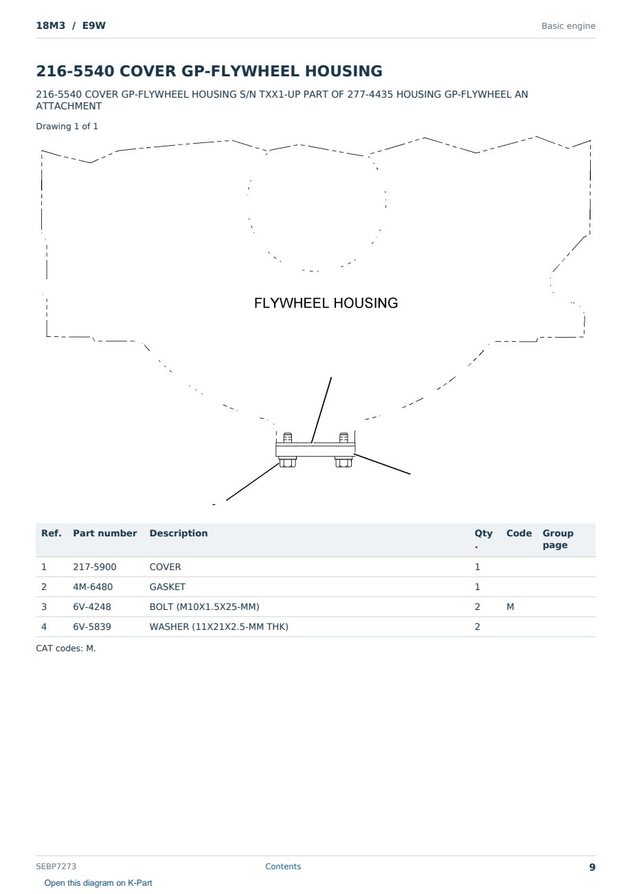 Caterpillar 18M3 S/N E9W Partsbook SEBP7273 (English) - sample page 9 of 10 Caterpillar 18M3 S/N E9W Partsbook SEBP7273 (English) - sample page 9 of 10