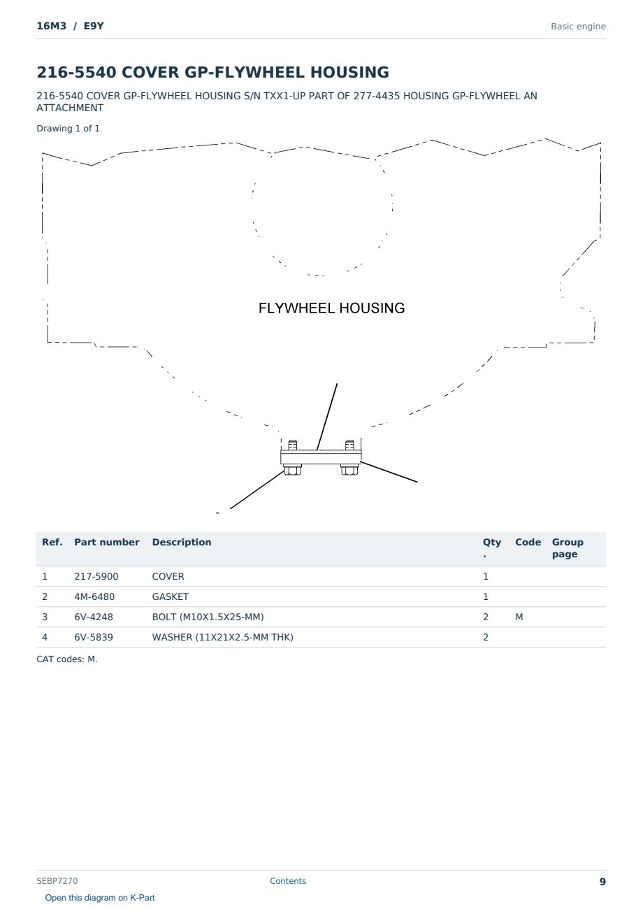 Caterpillar 16M3 S/N E9Y Partsbook SEBP7270 (English) - sample page 9 of 10 Caterpillar 16M3 S/N E9Y Partsbook SEBP7270 (English) - sample page 9 of 10
