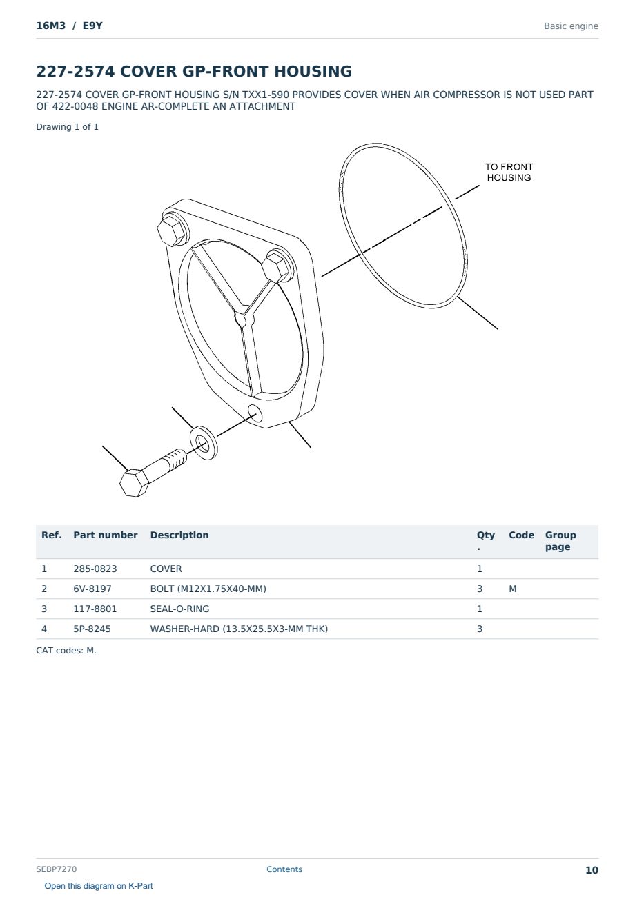 Caterpillar 16M3 S/N E9Y Partsbook SEBP7270 (English) - sample page 10 of 10 Caterpillar 16M3 S/N E9Y Partsbook SEBP7270 (English) - sample page 10 of 10