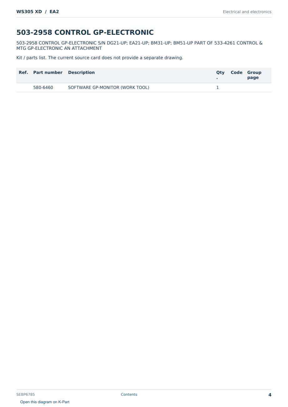 Caterpillar WS305 XD S/N EA2 Partsbook SEBP6785 (English) - sample page 4 of 10 Caterpillar WS305 XD S/N EA2 Partsbook SEBP6785 (English) - sample page 4 of 10