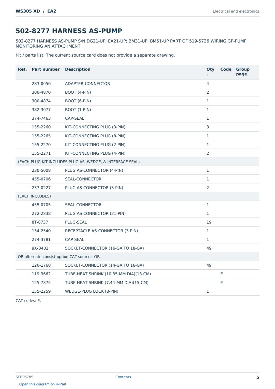 Caterpillar WS305 XD S/N EA2 Partsbook SEBP6785 (English) - sample page 5 of 10 Caterpillar WS305 XD S/N EA2 Partsbook SEBP6785 (English) - sample page 5 of 10