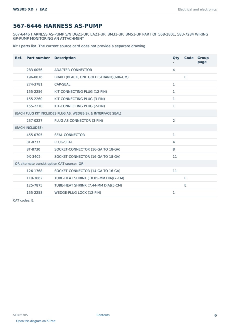 Caterpillar WS305 XD S/N EA2 Partsbook SEBP6785 (English) - sample page 6 of 10 Caterpillar WS305 XD S/N EA2 Partsbook SEBP6785 (English) - sample page 6 of 10