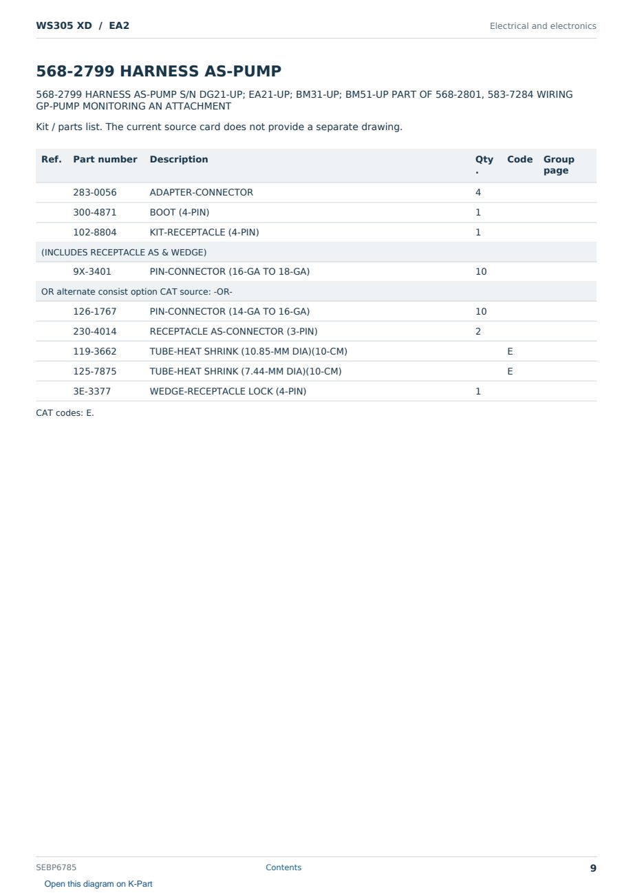 Caterpillar WS305 XD S/N EA2 Partsbook SEBP6785 (English) - sample page 9 of 10 Caterpillar WS305 XD S/N EA2 Partsbook SEBP6785 (English) - sample page 9 of 10