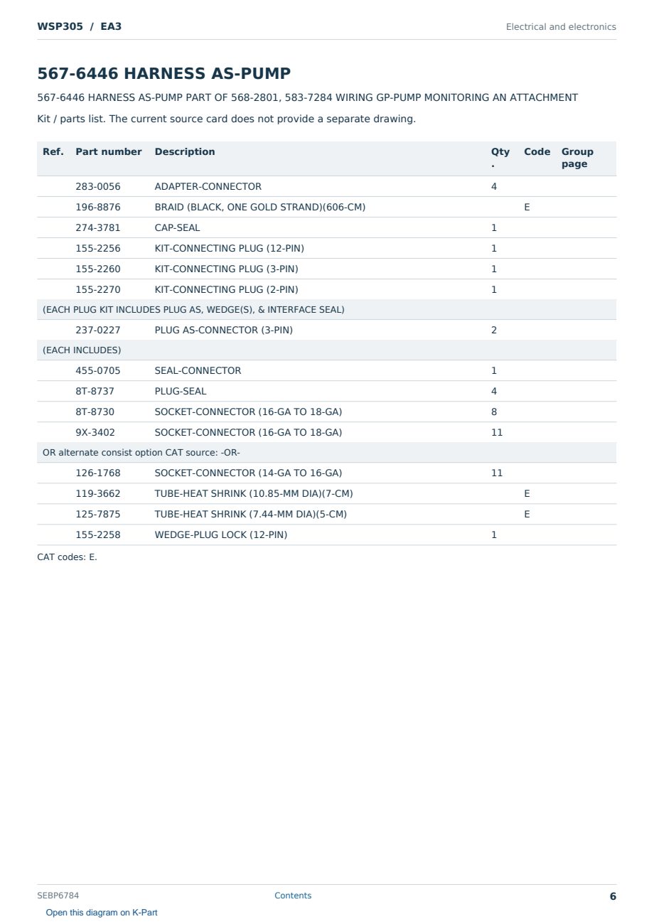Caterpillar WSP305 S/N EA3 Partsbook SEBP6784 (English) - sample page 6 of 10 Caterpillar WSP305 S/N EA3 Partsbook SEBP6784 (English) - sample page 6 of 10