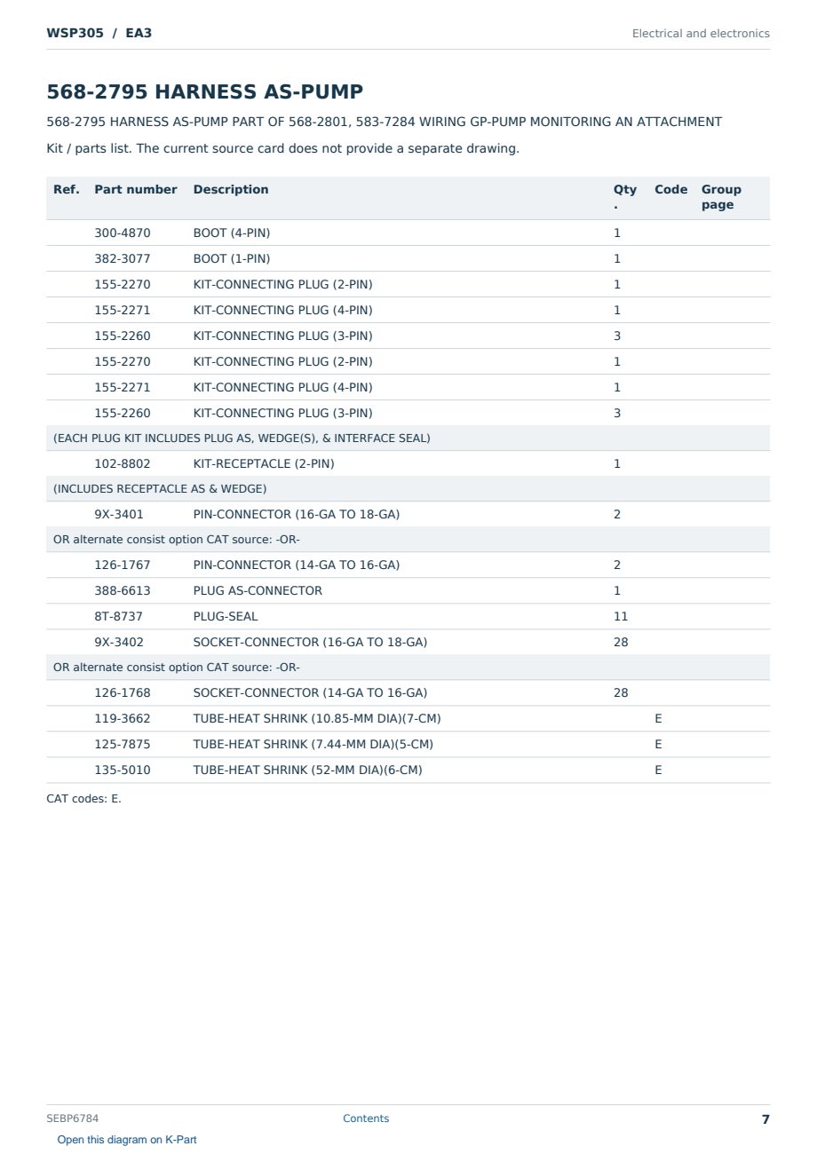 Caterpillar WSP305 S/N EA3 Partsbook SEBP6784 (English) - sample page 7 of 10 Caterpillar WSP305 S/N EA3 Partsbook SEBP6784 (English) - sample page 7 of 10