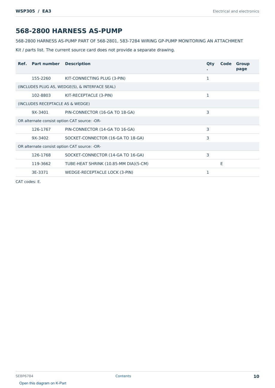 Caterpillar WSP305 S/N EA3 Partsbook SEBP6784 (English) - sample page 10 of 10 Caterpillar WSP305 S/N EA3 Partsbook SEBP6784 (English) - sample page 10 of 10