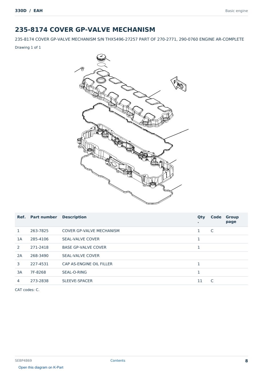 Caterpillar 330D S/N EAH Partsbook SEBP4869 (English) - sample page 8 of 10 Caterpillar 330D S/N EAH Partsbook SEBP4869 (English) - sample page 8 of 10