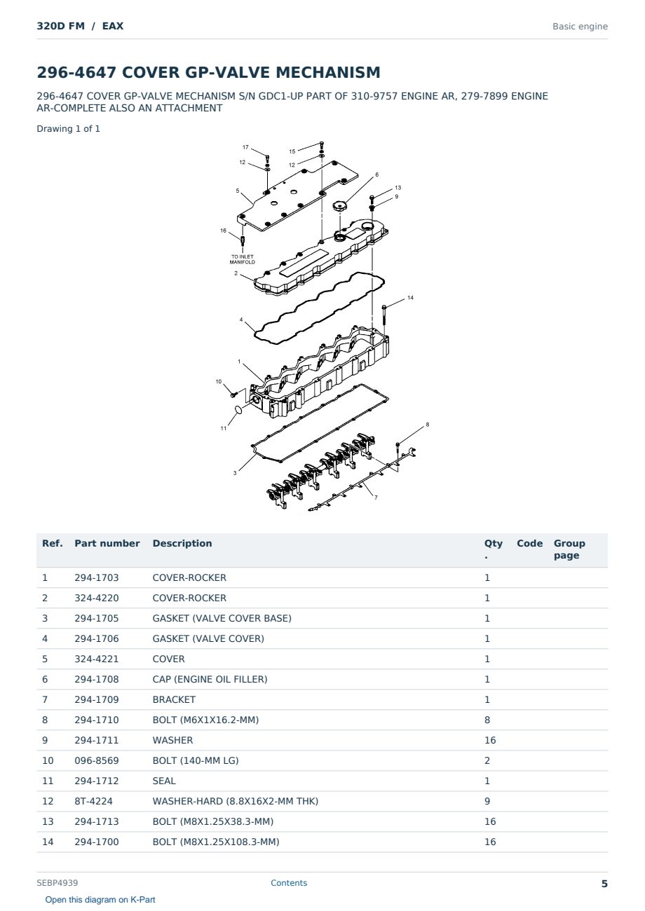 Caterpillar 320D FM S/N EAX Partsbook SEBP4939 (English) - sample page 5 of 10 Caterpillar 320D FM S/N EAX Partsbook SEBP4939 (English) - sample page 5 of 10