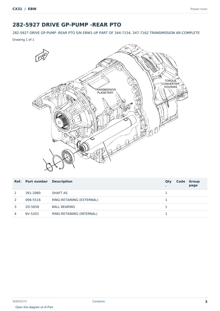 Caterpillar CX31 S/N EBW Partsbook SEBP5074 (English) - sample page 3 of 10 Caterpillar CX31 S/N EBW Partsbook SEBP5074 (English) - sample page 3 of 10