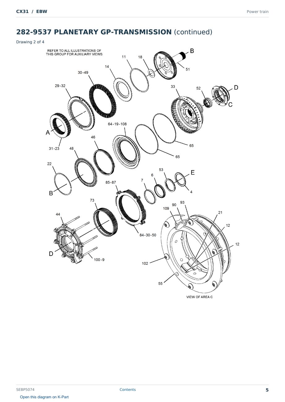 Caterpillar CX31 S/N EBW Partsbook SEBP5074 (English) - sample page 5 of 10 Caterpillar CX31 S/N EBW Partsbook SEBP5074 (English) - sample page 5 of 10