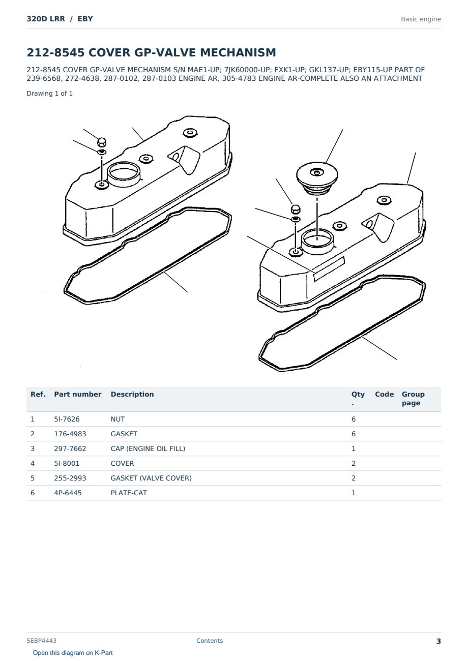 Caterpillar 320D LRR S/N EBY Partsbook SEBP4443 (English) - sample page 3 of 10 Caterpillar 320D LRR S/N EBY Partsbook SEBP4443 (English) - sample page 3 of 10