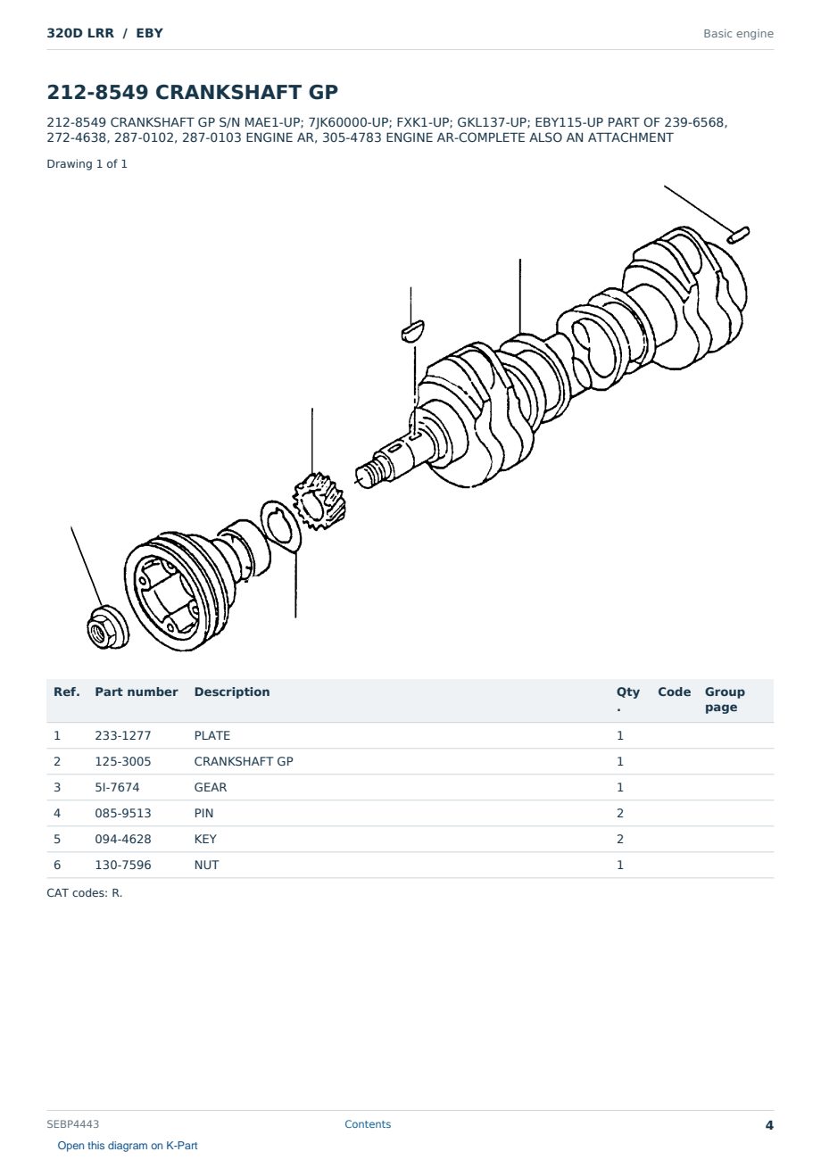 Caterpillar 320D LRR S/N EBY Partsbook SEBP4443 (English) - sample page 4 of 10 Caterpillar 320D LRR S/N EBY Partsbook SEBP4443 (English) - sample page 4 of 10