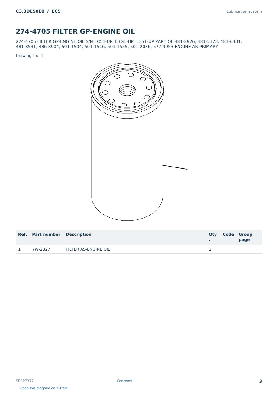 Caterpillar C3.3DE50E0 S/N EC5 Partsbook SEBP7377 (English) - sample page 3 of 10 Caterpillar C3.3DE50E0 S/N EC5 Partsbook SEBP7377 (English) - sample page 3 of 10