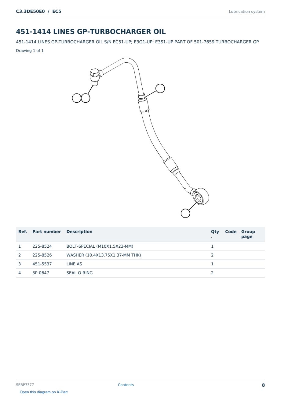 Caterpillar C3.3DE50E0 S/N EC5 Partsbook SEBP7377 (English) - sample page 8 of 10 Caterpillar C3.3DE50E0 S/N EC5 Partsbook SEBP7377 (English) - sample page 8 of 10