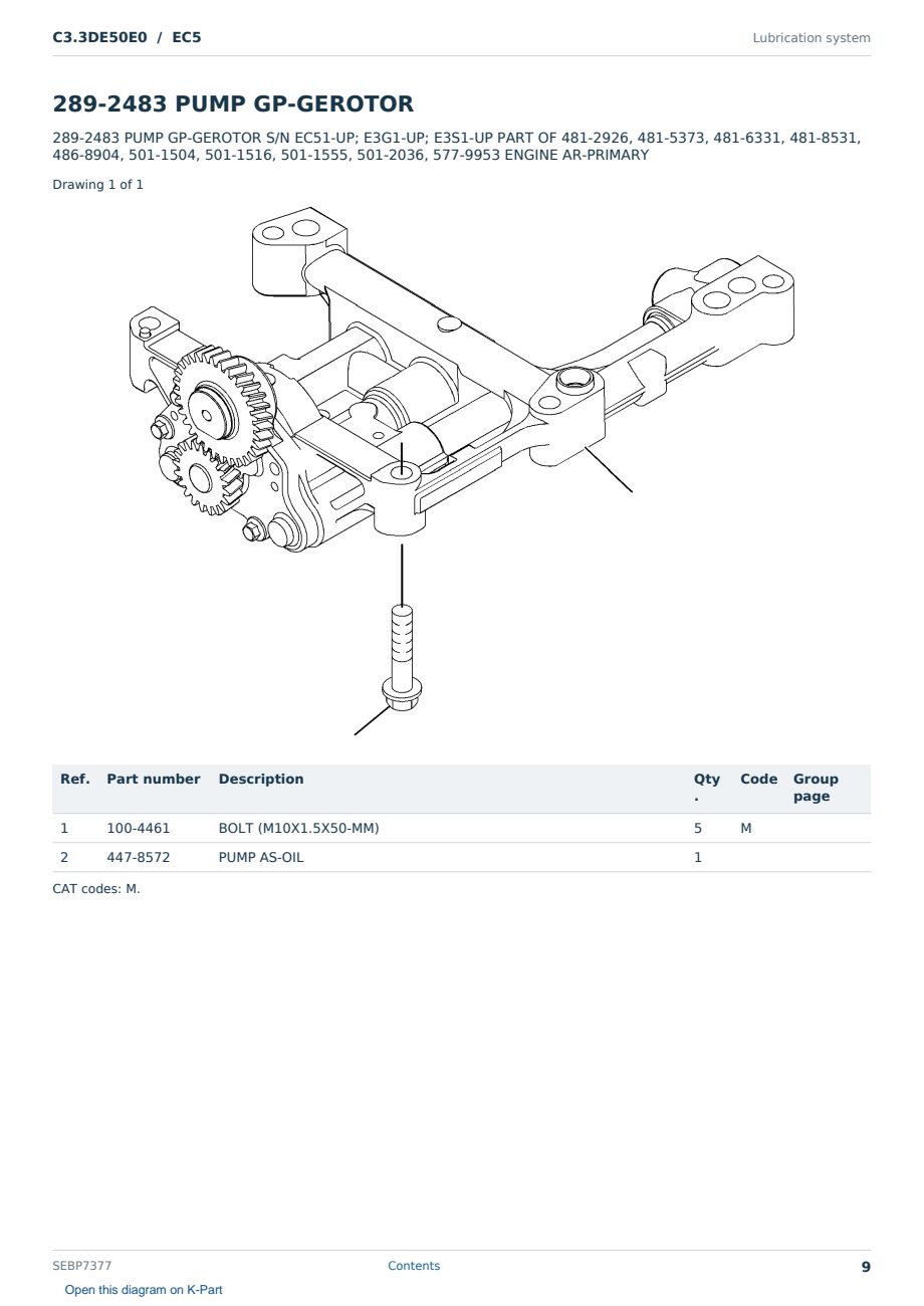 Caterpillar C3.3DE50E0 S/N EC5 Partsbook SEBP7377 (English) - sample page 9 of 10 Caterpillar C3.3DE50E0 S/N EC5 Partsbook SEBP7377 (English) - sample page 9 of 10