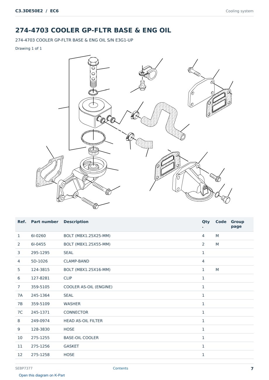 Caterpillar C3.3DE50E2 S/N EC6 Partsbook SEBP7377 (English) - sample page 7 of 10 Caterpillar C3.3DE50E2 S/N EC6 Partsbook SEBP7377 (English) - sample page 7 of 10