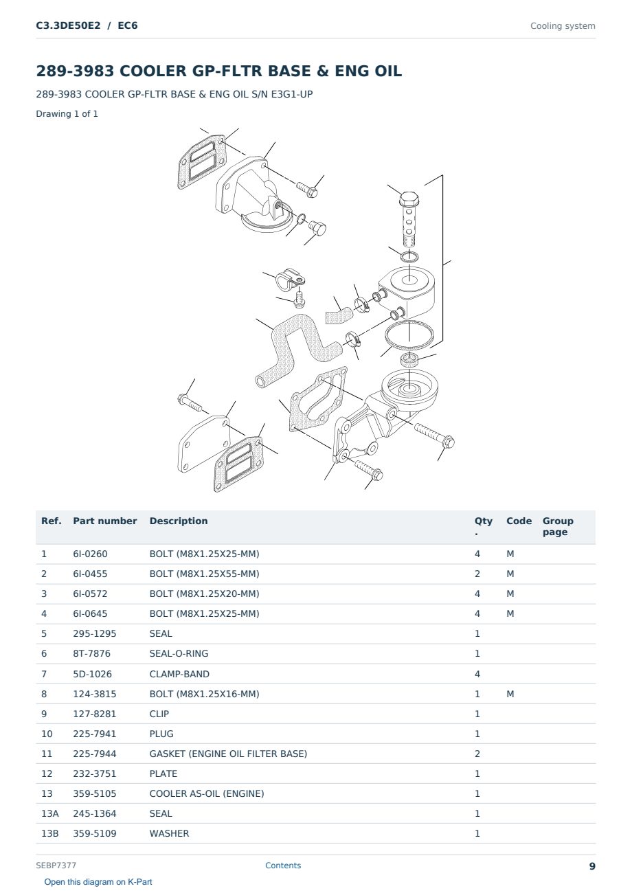 Caterpillar C3.3DE50E2 S/N EC6 Partsbook SEBP7377 (English) - sample page 9 of 10 Caterpillar C3.3DE50E2 S/N EC6 Partsbook SEBP7377 (English) - sample page 9 of 10