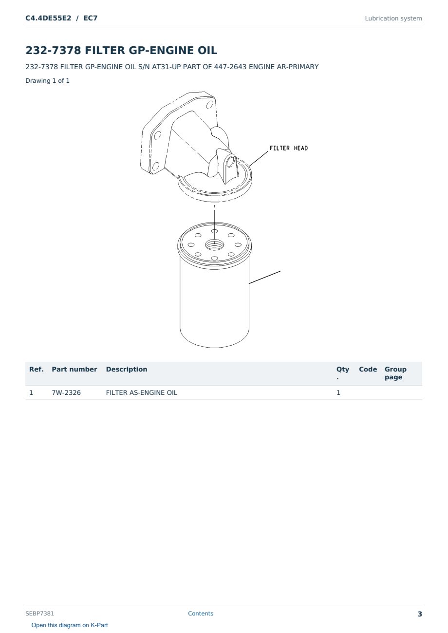 Caterpillar C4.4DE55E2 S/N EC7 Partsbook SEBP7381 (English) - sample page 3 of 10 Caterpillar C4.4DE55E2 S/N EC7 Partsbook SEBP7381 (English) - sample page 3 of 10