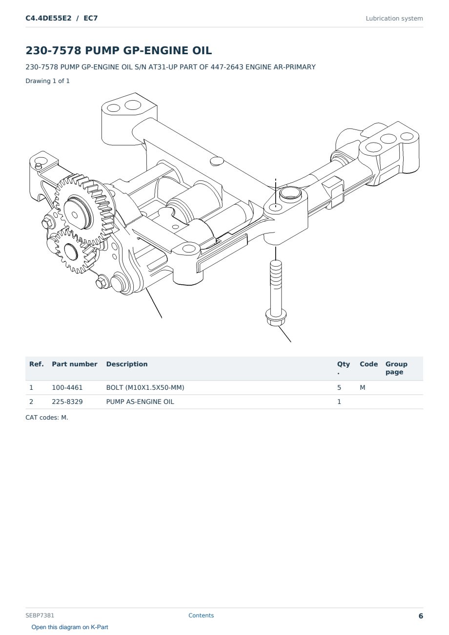 Caterpillar C4.4DE55E2 S/N EC7 Partsbook SEBP7381 (English) - sample page 6 of 10 Caterpillar C4.4DE55E2 S/N EC7 Partsbook SEBP7381 (English) - sample page 6 of 10