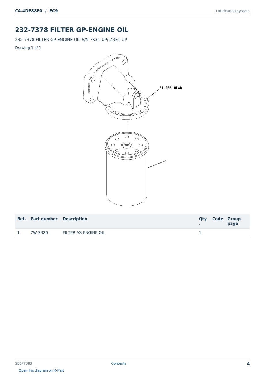 Caterpillar C4.4DE88E0 S/N EC9 Partsbook SEBP7383 (English) - sample page 4 of 10 Caterpillar C4.4DE88E0 S/N EC9 Partsbook SEBP7383 (English) - sample page 4 of 10