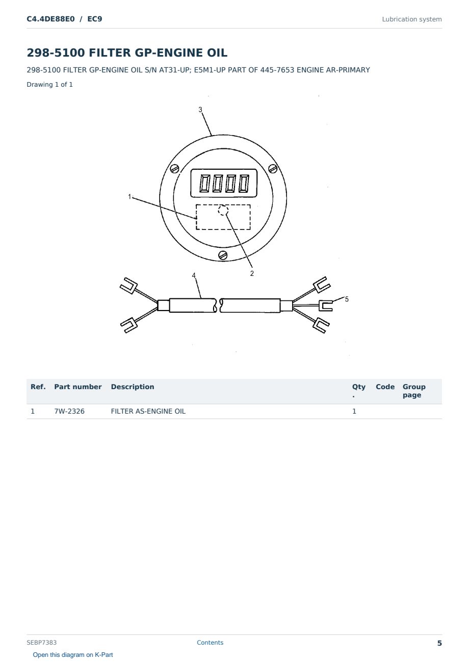 Caterpillar C4.4DE88E0 S/N EC9 Partsbook SEBP7383 (English) - sample page 5 of 10 Caterpillar C4.4DE88E0 S/N EC9 Partsbook SEBP7383 (English) - sample page 5 of 10