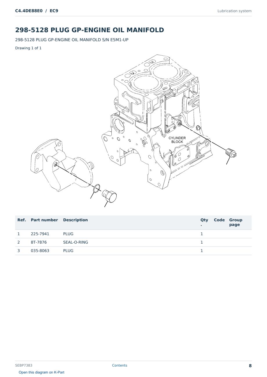 Caterpillar C4.4DE88E0 S/N EC9 Partsbook SEBP7383 (English) - sample page 8 of 10 Caterpillar C4.4DE88E0 S/N EC9 Partsbook SEBP7383 (English) - sample page 8 of 10