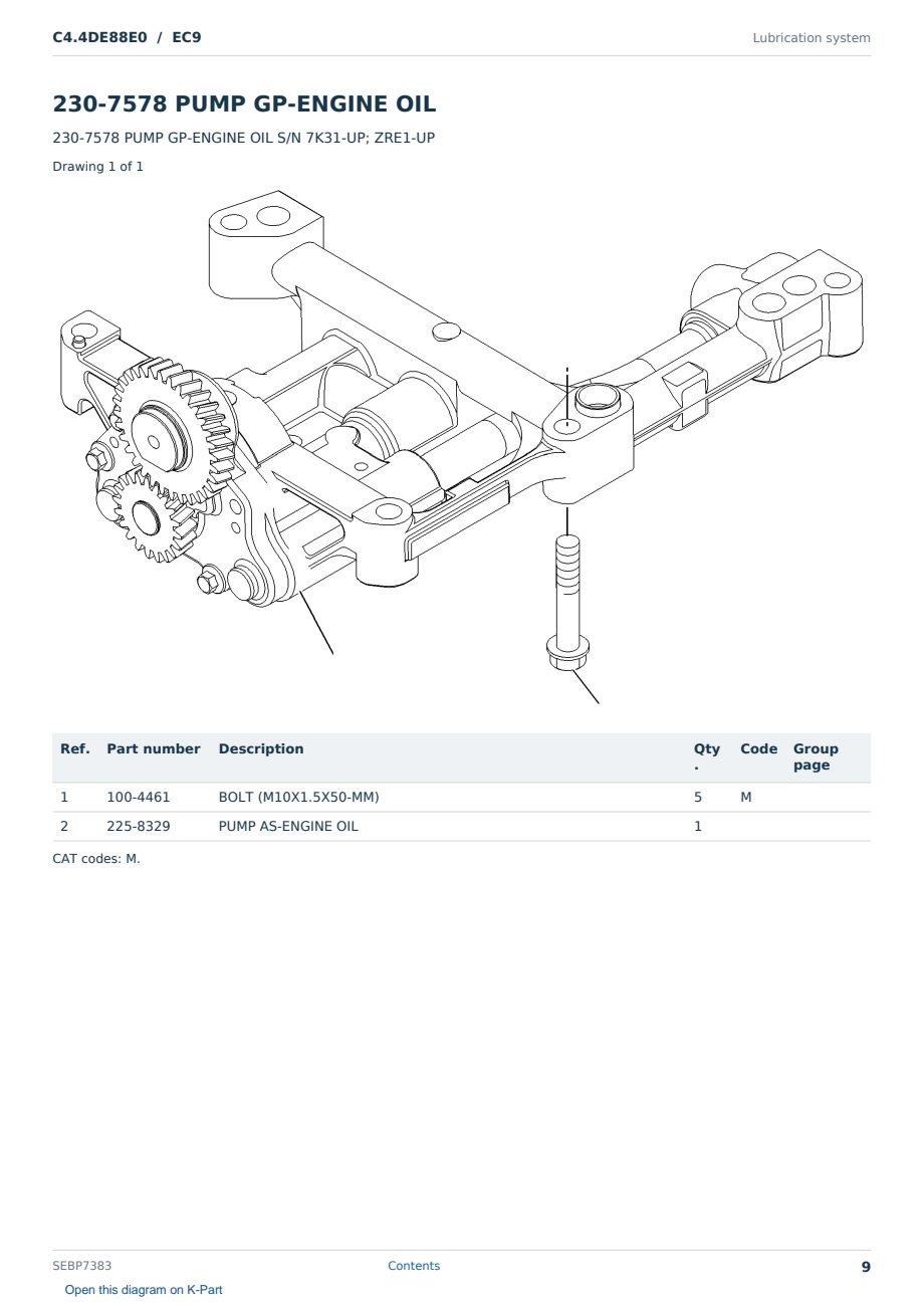 Caterpillar C4.4DE88E0 S/N EC9 Partsbook SEBP7383 (English) - sample page 9 of 10 Caterpillar C4.4DE88E0 S/N EC9 Partsbook SEBP7383 (English) - sample page 9 of 10