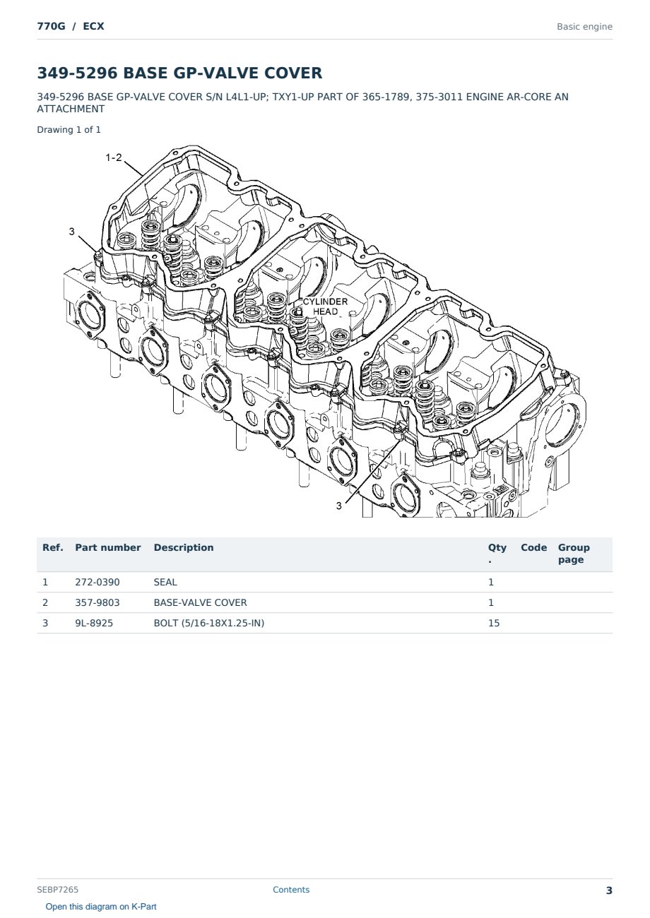 Caterpillar 770G S/N ECX Partsbook SEBP7265 (English) - sample page 3 of 10 Caterpillar 770G S/N ECX Partsbook SEBP7265 (English) - sample page 3 of 10