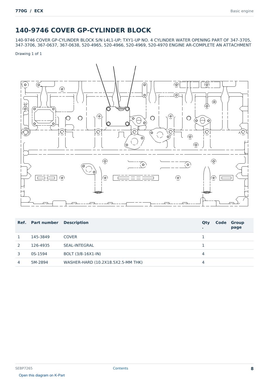 Caterpillar 770G S/N ECX Partsbook SEBP7265 (English) - sample page 8 of 10 Caterpillar 770G S/N ECX Partsbook SEBP7265 (English) - sample page 8 of 10