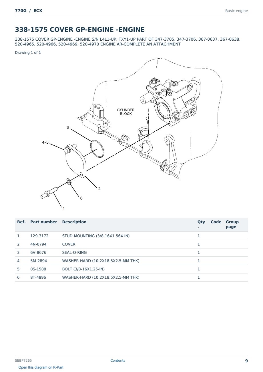 Caterpillar 770G S/N ECX Partsbook SEBP7265 (English) - sample page 9 of 10 Caterpillar 770G S/N ECX Partsbook SEBP7265 (English) - sample page 9 of 10