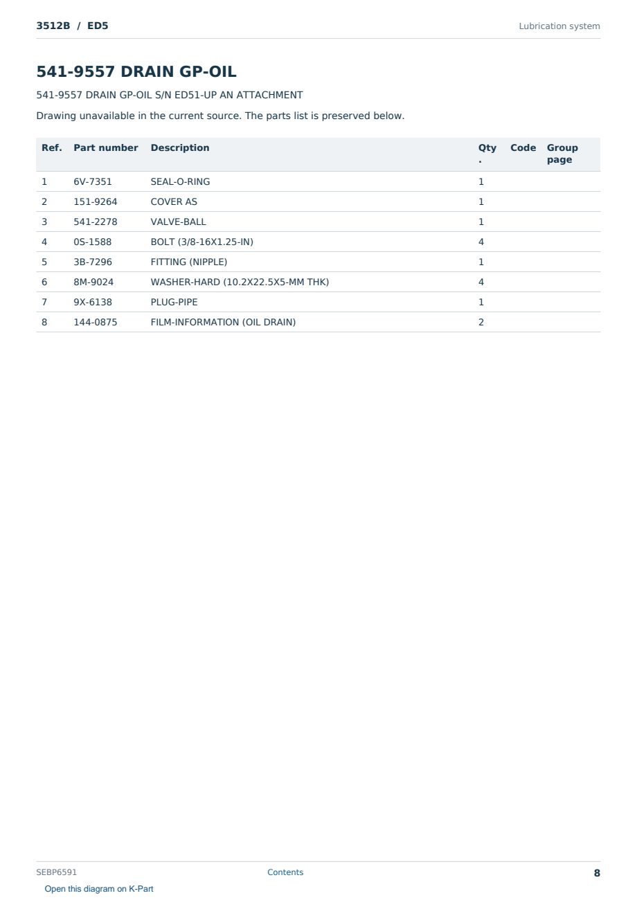 Caterpillar 3512B S/N ED5 Partsbook SEBP6591 (English) - sample page 8 of 10 Caterpillar 3512B S/N ED5 Partsbook SEBP6591 (English) - sample page 8 of 10