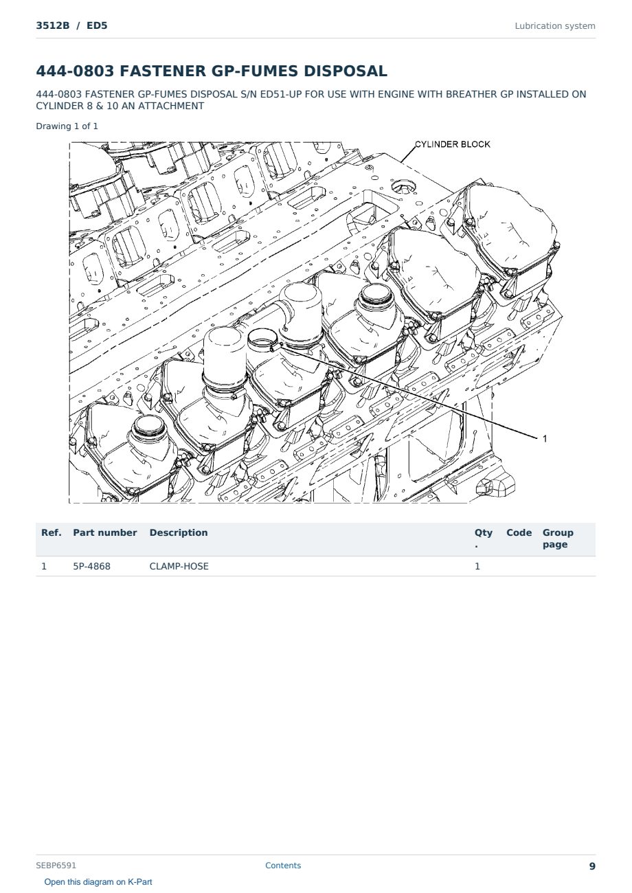 Caterpillar 3512B S/N ED5 Partsbook SEBP6591 (English) - sample page 9 of 10 Caterpillar 3512B S/N ED5 Partsbook SEBP6591 (English) - sample page 9 of 10