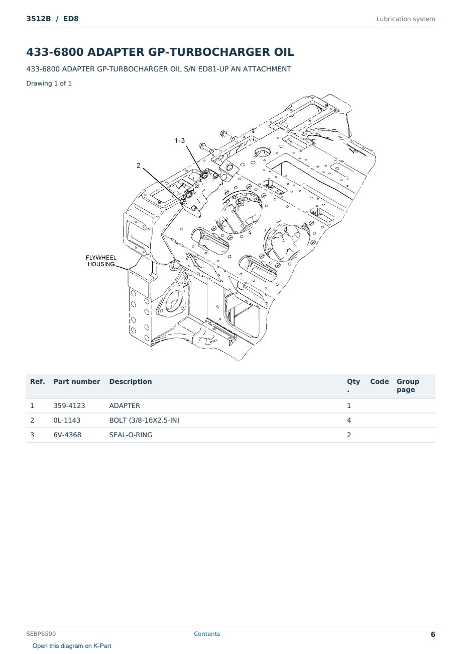 Caterpillar 3512B S/N ED8 Partsbook SEBP6590 (English) - sample page 6 of 10 Caterpillar 3512B S/N ED8 Partsbook SEBP6590 (English) - sample page 6 of 10