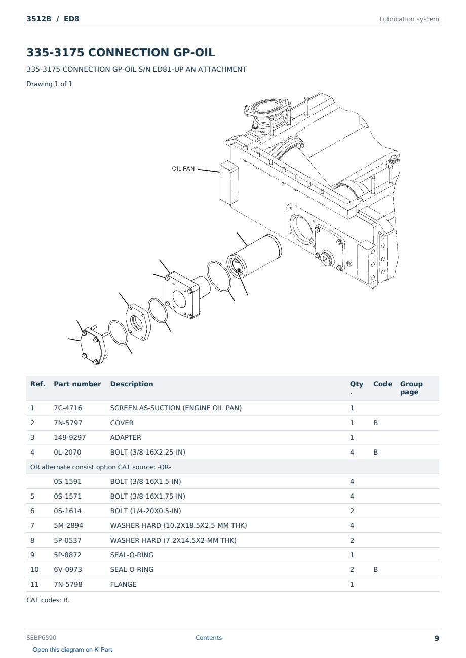 Caterpillar 3512B S/N ED8 Partsbook SEBP6590 (English) - sample page 9 of 10 Caterpillar 3512B S/N ED8 Partsbook SEBP6590 (English) - sample page 9 of 10