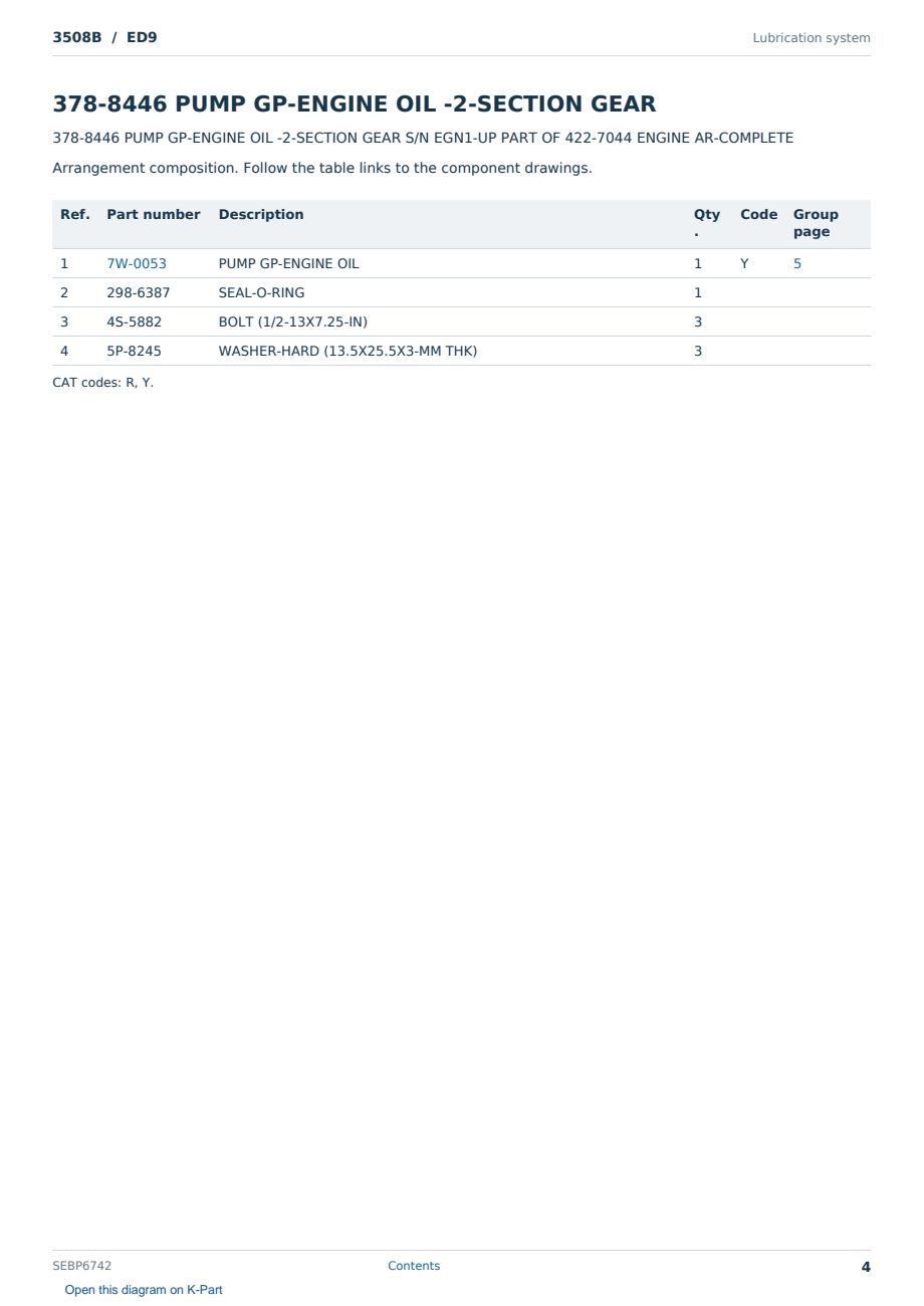Caterpillar 3508B S/N ED9 Partsbook SEBP6742 (English) - sample page 4 of 10 Caterpillar 3508B S/N ED9 Partsbook SEBP6742 (English) - sample page 4 of 10