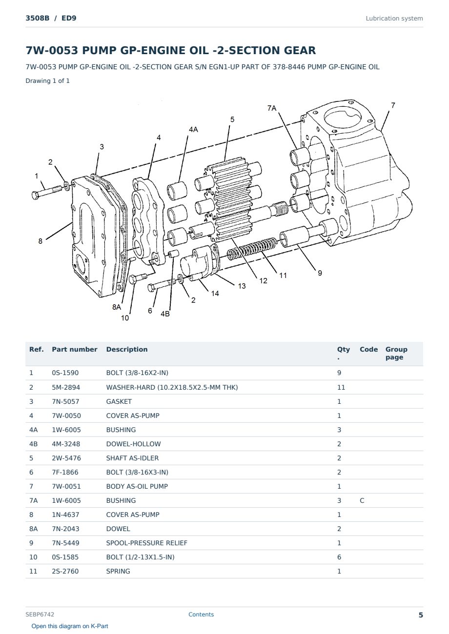 Caterpillar 3508B S/N ED9 Partsbook SEBP6742 (English) - sample page 5 of 10 Caterpillar 3508B S/N ED9 Partsbook SEBP6742 (English) - sample page 5 of 10