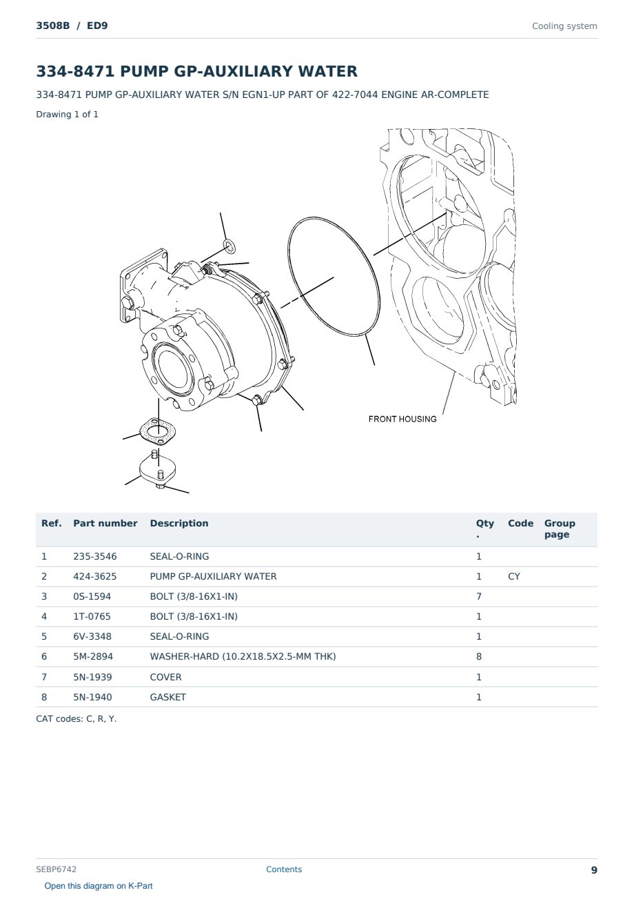 Caterpillar 3508B S/N ED9 Partsbook SEBP6742 (English) - sample page 9 of 10 Caterpillar 3508B S/N ED9 Partsbook SEBP6742 (English) - sample page 9 of 10