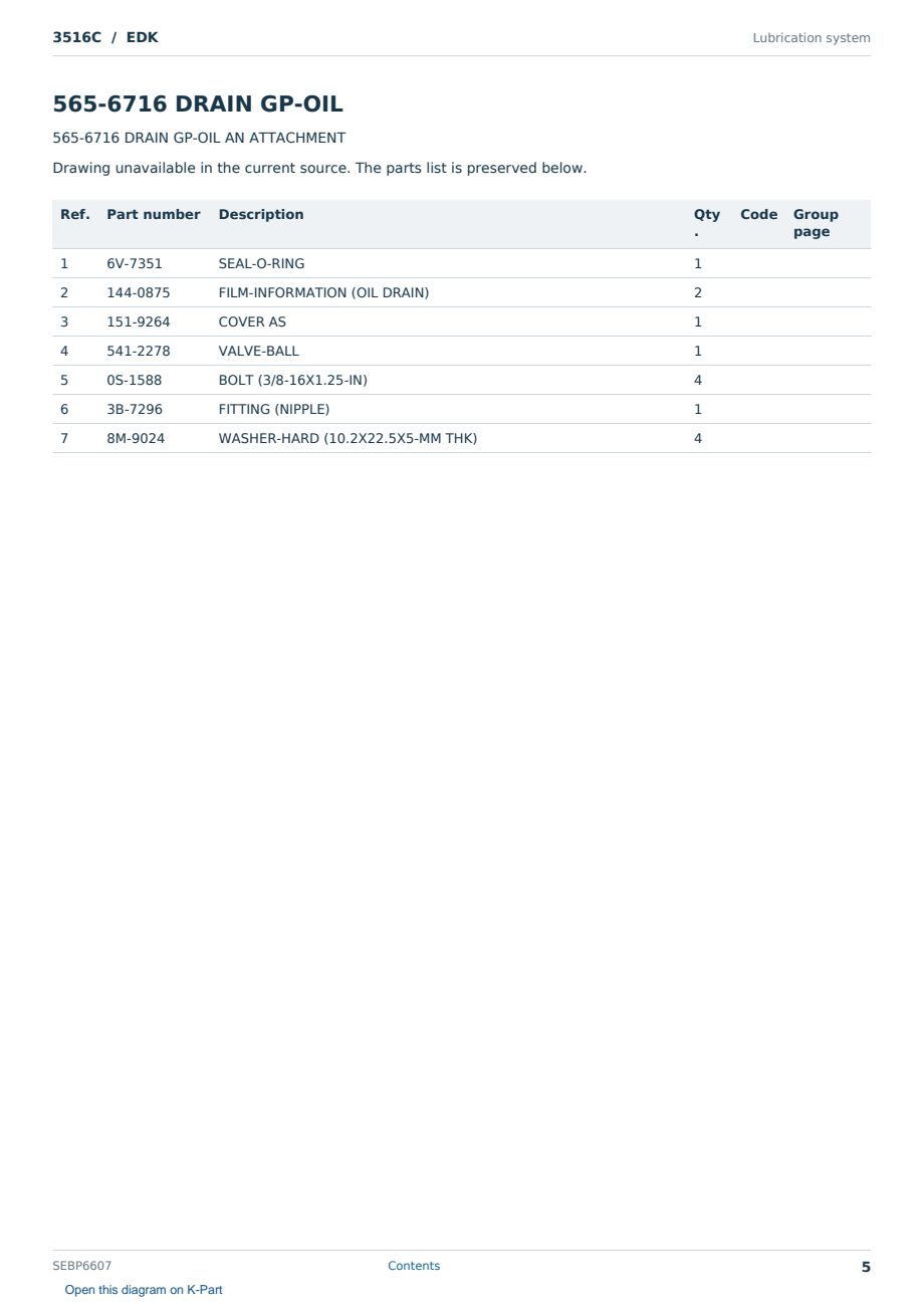 Caterpillar 3516C S/N EDK Partsbook SEBP6607 (English) - sample page 5 of 10 Caterpillar 3516C S/N EDK Partsbook SEBP6607 (English) - sample page 5 of 10