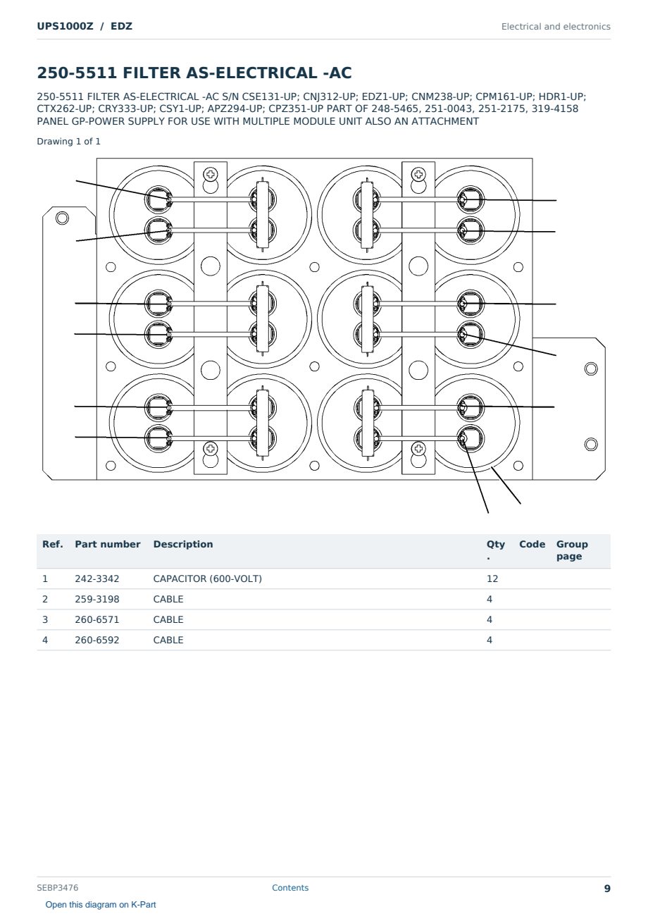 Caterpillar UPS1000Z S/N EDZ Partsbook SEBP3476 (English) - sample page 9 of 10 Caterpillar UPS1000Z S/N EDZ Partsbook SEBP3476 (English) - sample page 9 of 10