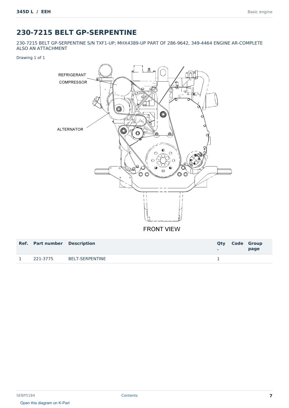 Caterpillar 345D L S/N EEH Partsbook SEBP5184 (English) - sample page 7 of 10 Caterpillar 345D L S/N EEH Partsbook SEBP5184 (English) - sample page 7 of 10