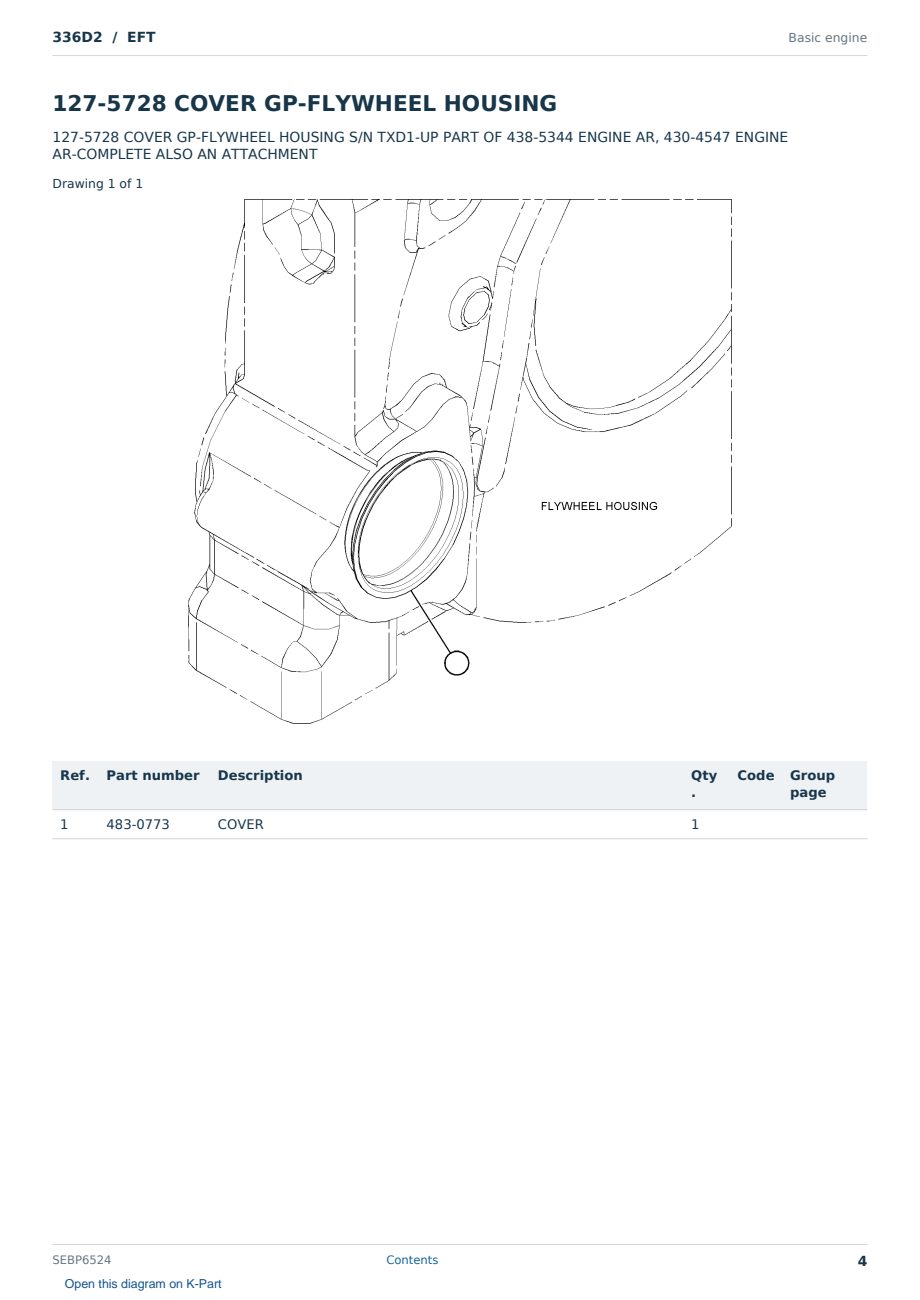 Caterpillar 336D2 S/N EFT Partsbook SEBP6524 (English) - sample page 4 of 10 Caterpillar 336D2 S/N EFT Partsbook SEBP6524 (English) - sample page 4 of 10