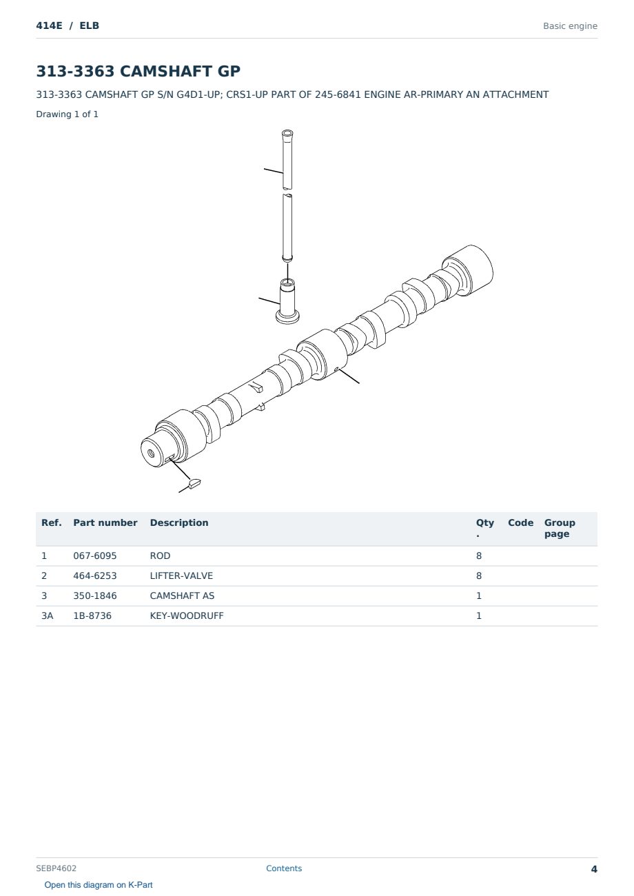 Caterpillar 414E S/N ELB Partsbook SEBP4602 (English) - sample page 4 of 10 Caterpillar 414E S/N ELB Partsbook SEBP4602 (English) - sample page 4 of 10