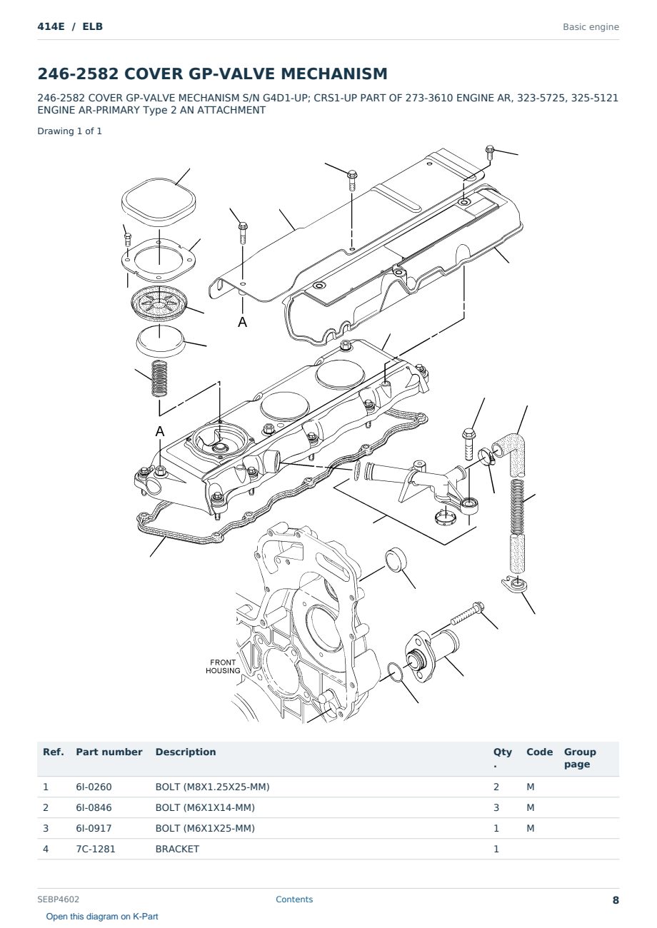 Caterpillar 414E S/N ELB Partsbook SEBP4602 (English) - sample page 8 of 10 Caterpillar 414E S/N ELB Partsbook SEBP4602 (English) - sample page 8 of 10