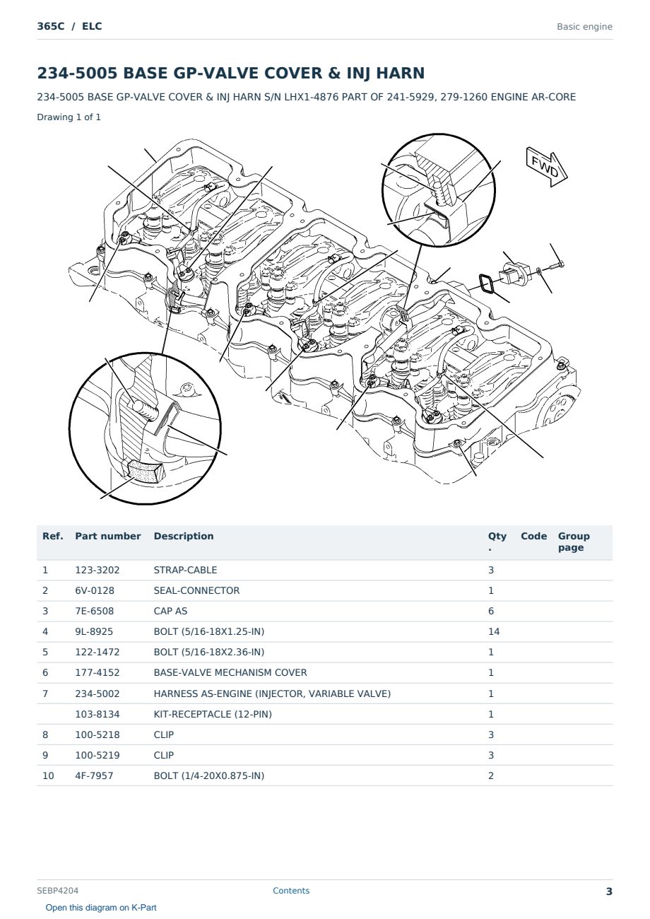 Caterpillar 365C S/N ELC Partsbook SEBP4204 (English) - sample page 3 of 10 Caterpillar 365C S/N ELC Partsbook SEBP4204 (English) - sample page 3 of 10