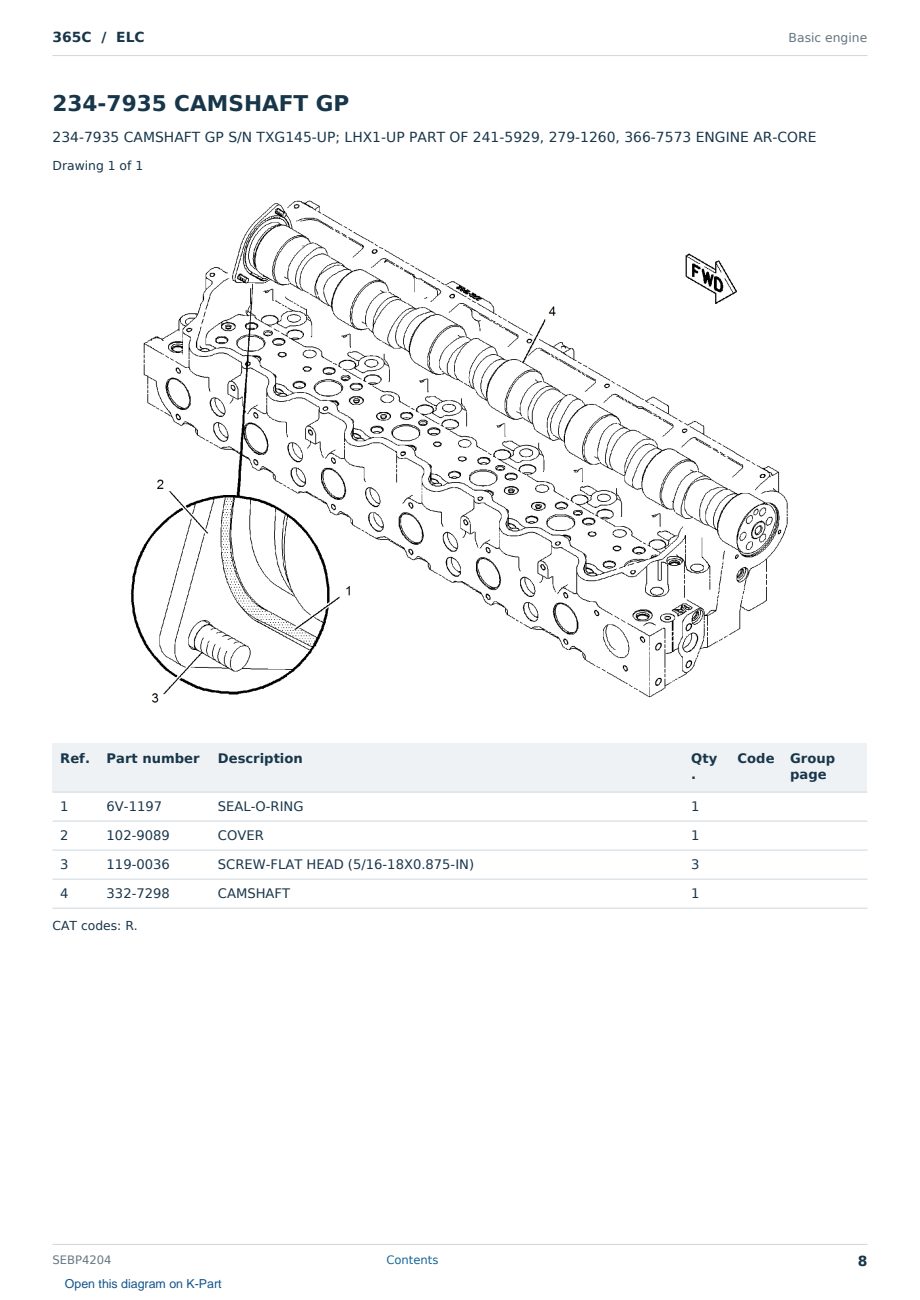 Caterpillar 365C S/N ELC Partsbook SEBP4204 (English) - sample page 8 of 10 Caterpillar 365C S/N ELC Partsbook SEBP4204 (English) - sample page 8 of 10