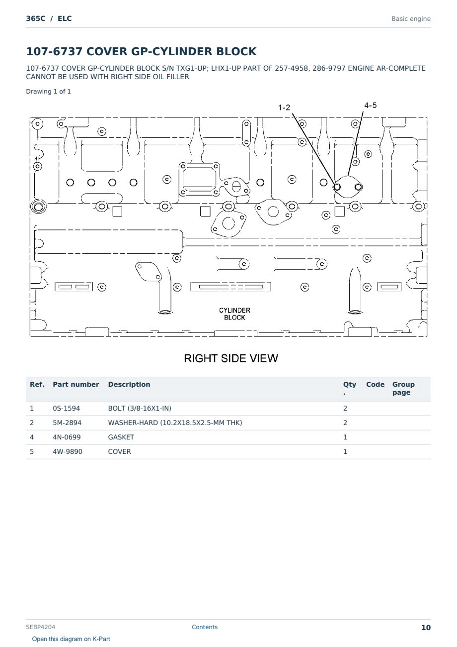 Caterpillar 365C S/N ELC Partsbook SEBP4204 (English) - sample page 10 of 10 Caterpillar 365C S/N ELC Partsbook SEBP4204 (English) - sample page 10 of 10
