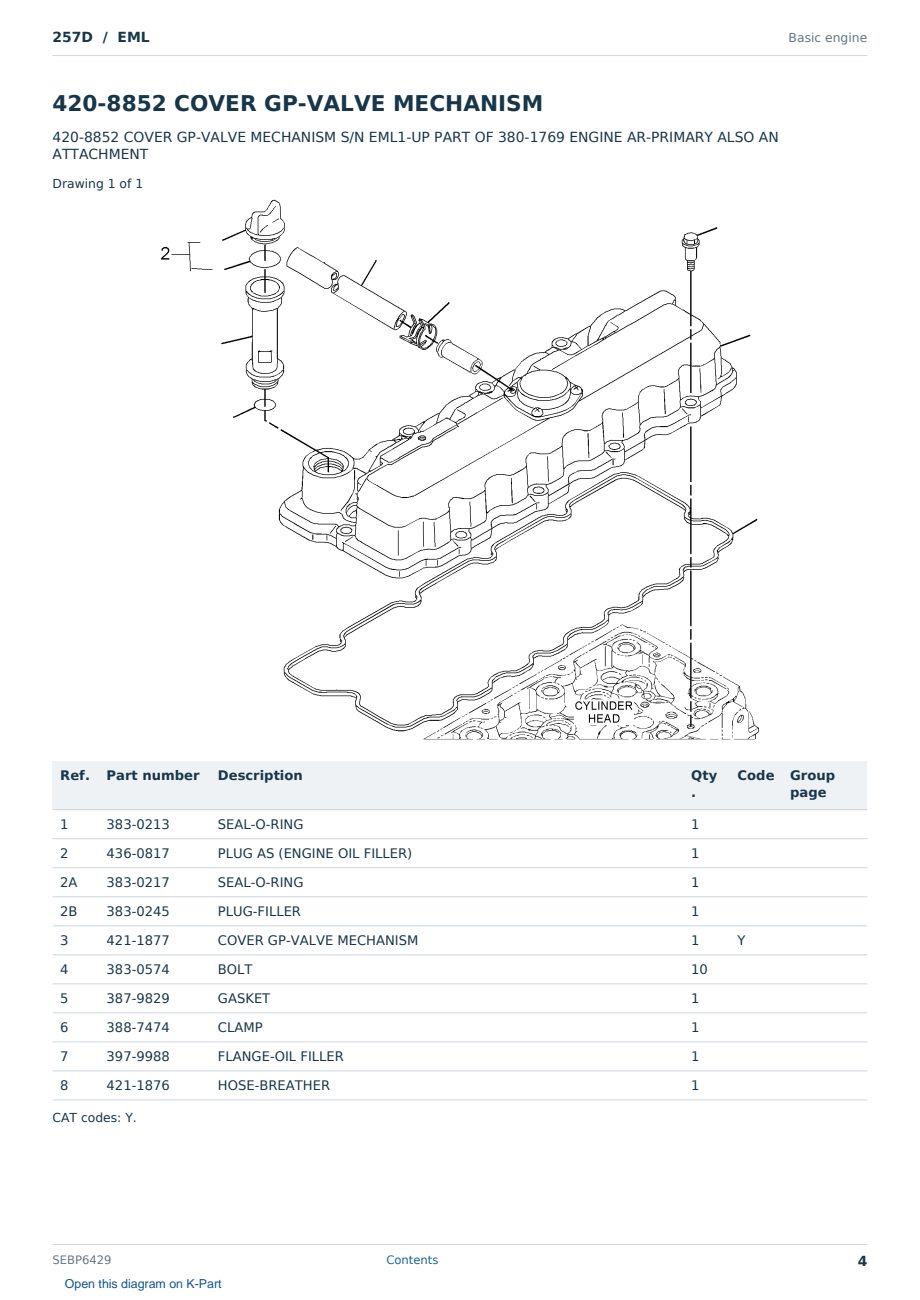 Caterpillar 257D S/N EML Partsbook SEBP6429 (English) - sample page 4 of 10 Caterpillar 257D S/N EML Partsbook SEBP6429 (English) - sample page 4 of 10