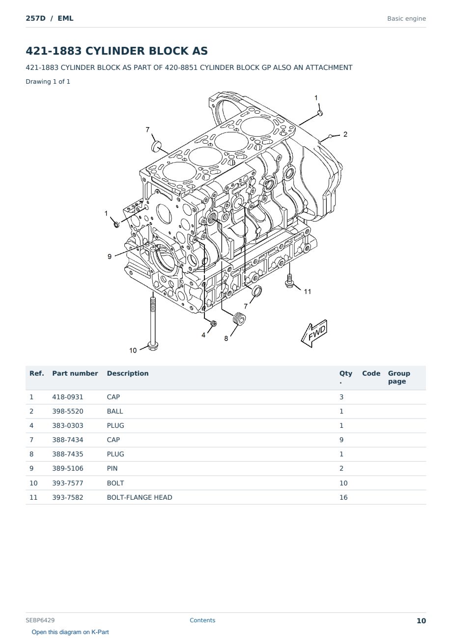 Caterpillar 257D S/N EML Partsbook SEBP6429 (English) - sample page 10 of 10 Caterpillar 257D S/N EML Partsbook SEBP6429 (English) - sample page 10 of 10