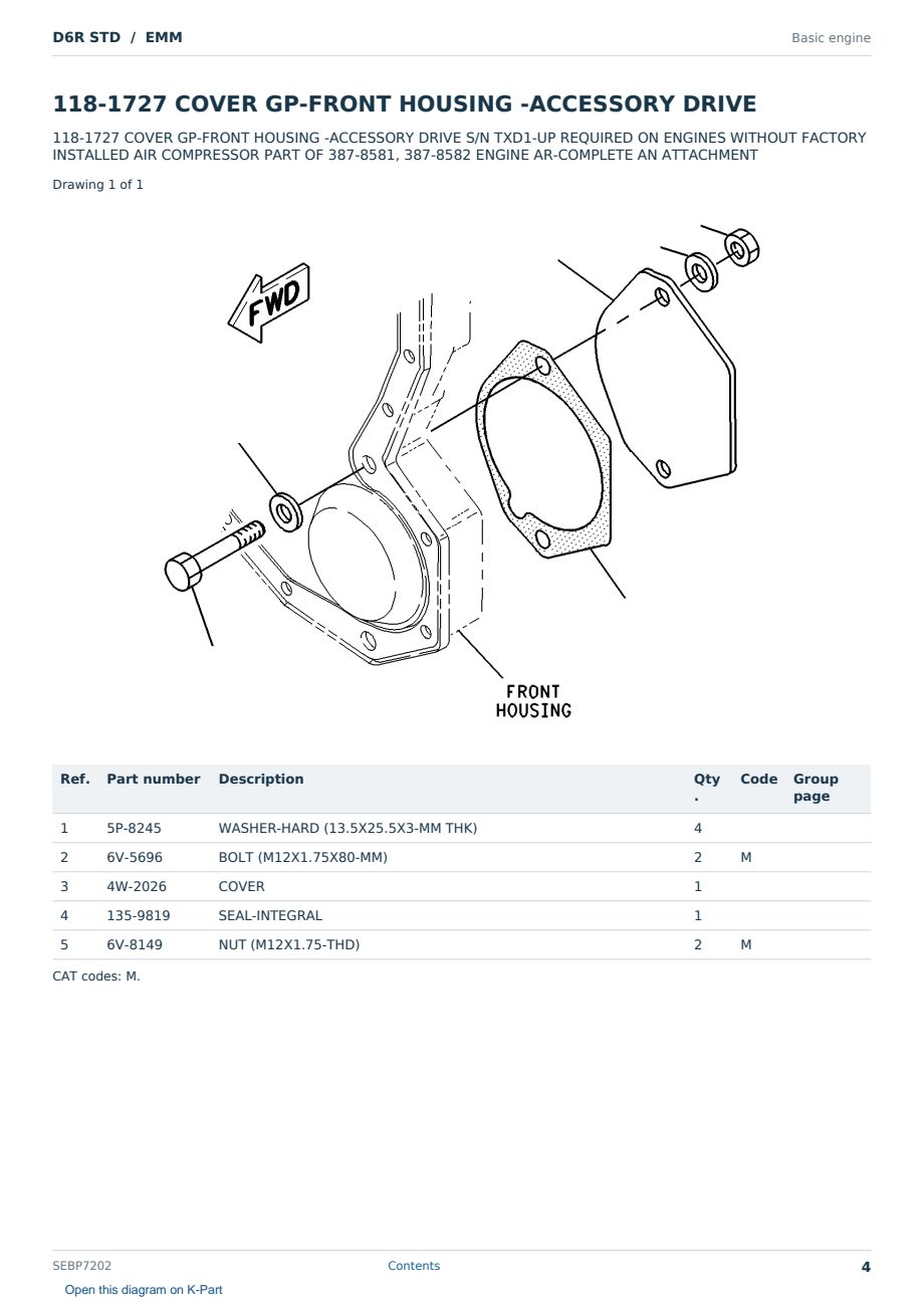 Caterpillar D6R STD S/N EMM Partsbook SEBP7202 (English) - sample page 4 of 10 Caterpillar D6R STD S/N EMM Partsbook SEBP7202 (English) - sample page 4 of 10