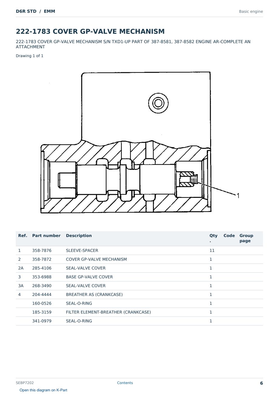 Caterpillar D6R STD S/N EMM Partsbook SEBP7202 (English) - sample page 6 of 10 Caterpillar D6R STD S/N EMM Partsbook SEBP7202 (English) - sample page 6 of 10